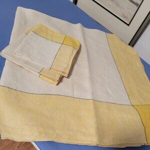 Small Yellow Linen Tablecloth and four Napkins